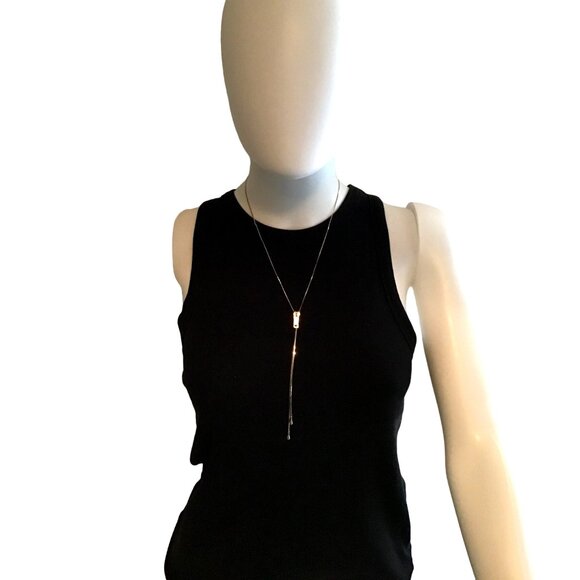 BEAUTIFUL WOMENS GOLD TONE ZIPPER NECKLACE - Picture 2 of 4